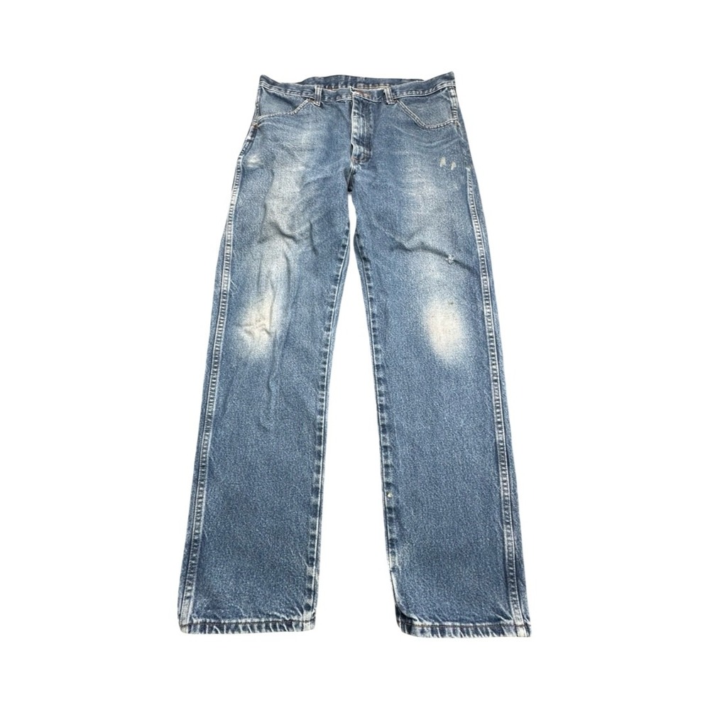Wrangler Jeans Mens 34x32 Blue Regular‎ Fit Straight Leg Denim Workwear A105 PW